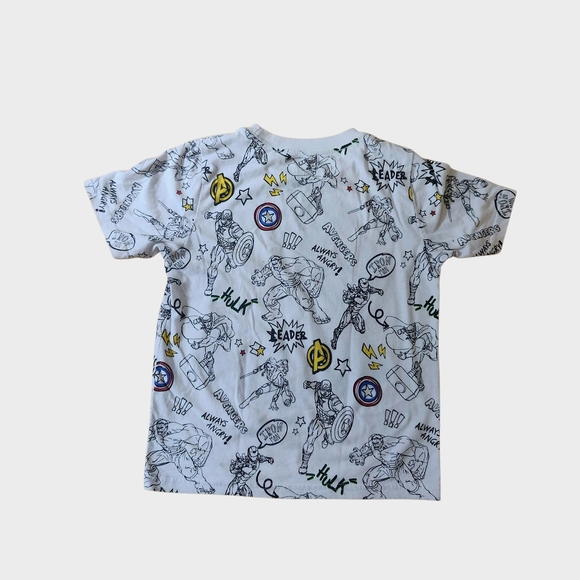 Marvel Avengers Kids White T-Shirt Size 7 Short Sleeve Graphic Tee Super Hero - Picture 2 of 6